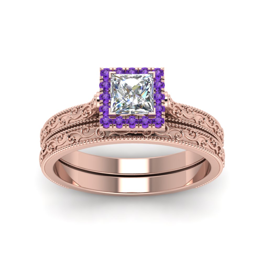 hand-engraved-princess-cut-halo-diamond-wedding-ring-set-with-purple-topaz-in-rose-gold-FD8588PRGVITOANGLE5-NL-RG?v=1757665257