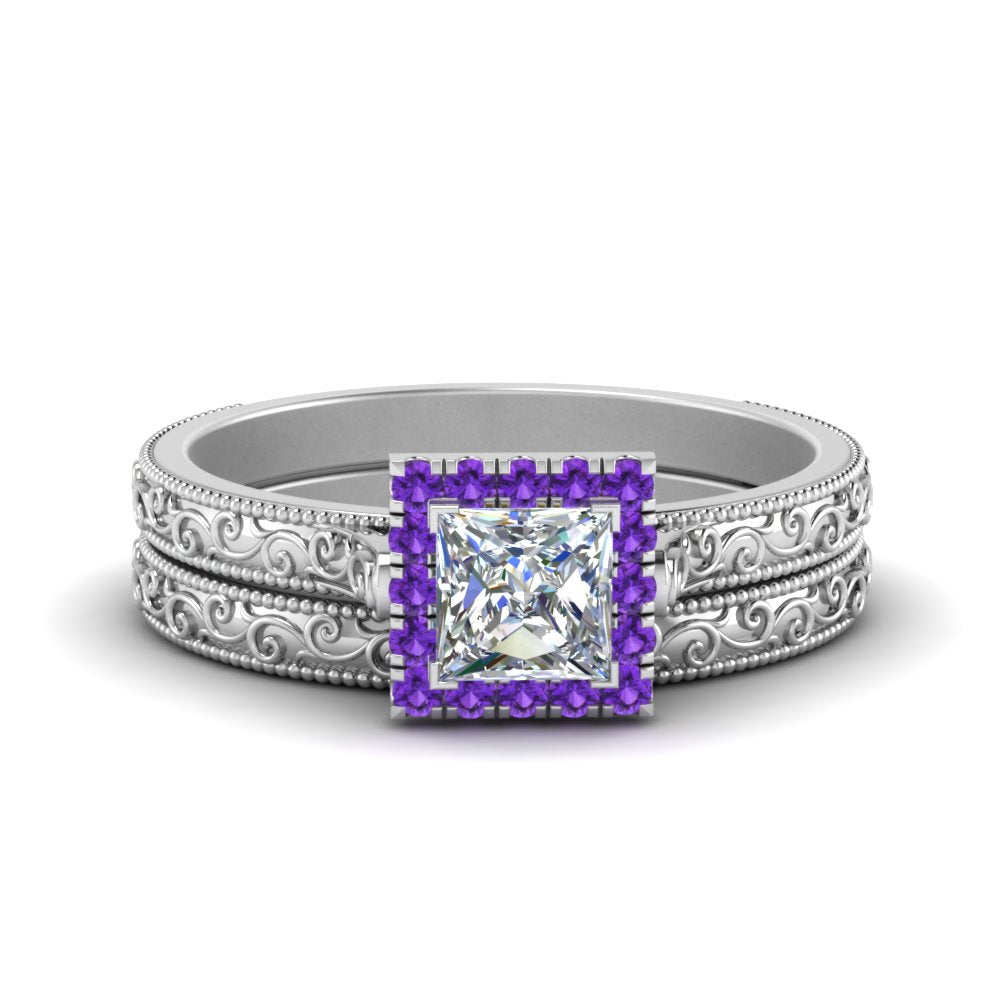 hand-engraved-princess-cut-halo-diamond-wedding-ring-set-with-purple-topaz-in-white-gold-FD8588PRGVITO-NL-WG?v=1757665257