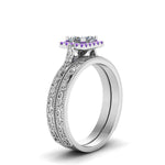 Load image into Gallery viewer, hand-engraved-princess-cut-halo-diamond-wedding-ring-set-with-purple-topaz-in-white-gold-FD8588PRGVITOANGLE2-NL-WG_4f5386b9-2b6b-4b5f-a349-ccbad40ed25d?v=1757665383
