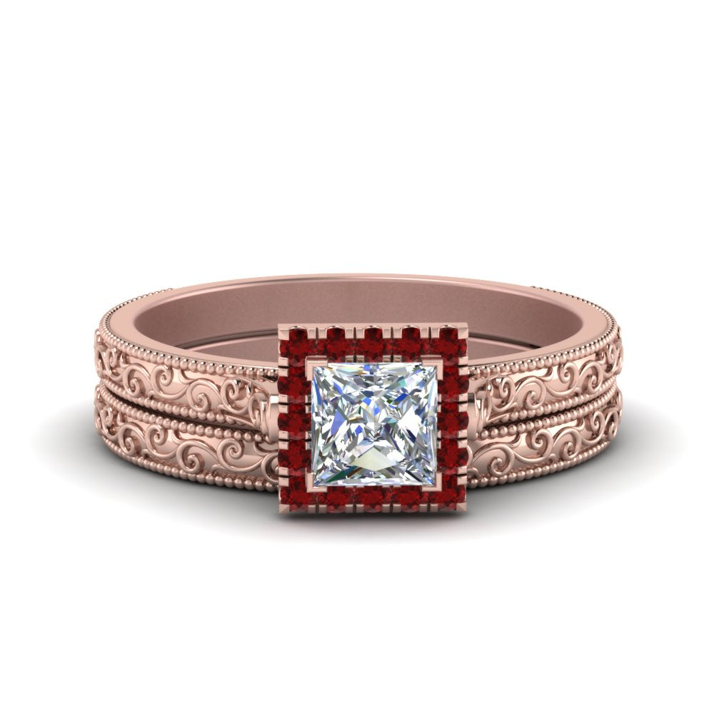 hand-engraved-princess-cut-halo-diamond-wedding-ring-set-with-ruby-in-rose-gold-FD8588PRGRUDR-NL-RG?v=1757665257