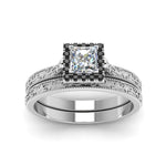 Load image into Gallery viewer, hand-engraved-princess-cut-halo-wedding-ring-set-with-black-diamond-in-white-gold-FD8588PRGBLACKANGLE5-NL-WG_05fd1bfb-5847-468d-b8ac-f934b3a38079?v=1757665383
