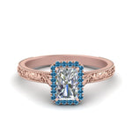 Load image into Gallery viewer, hand-engraved-radiant-cut-halo-diamond-engagement-ring-with-blue-topaz-in-rose-gold-FD8588RARGICBLTO-NL-RG?v=1757588449

