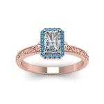 Load image into Gallery viewer, hand-engraved-radiant-cut-halo-diamond-engagement-ring-with-blue-topaz-in-rose-gold-FD8588RARGICBLTOANGLE5-NL-RG?v=1757588444

