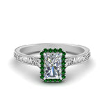 Load image into Gallery viewer, hand-engraved-radiant-cut-halo-diamond-engagement-ring-with-emerald-in-white-gold-FD8588RARGEMGR-NL-WG_2079447f-e085-4ad2-bbec-1359d05652a9?v=1757588566
