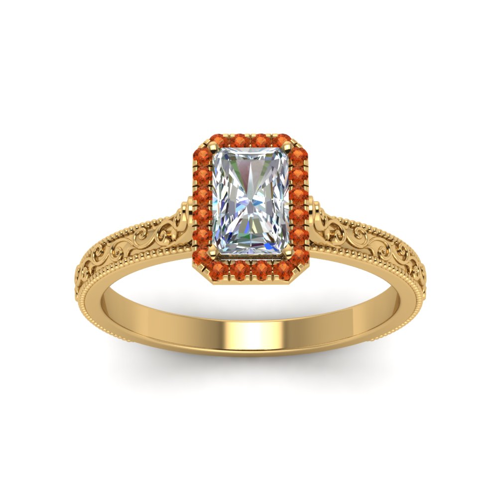 hand-engraved-radiant-cut-halo-diamond-engagement-ring-with-orange-sapphire-in-yellow-gold-FD8588RARGSAORANGLE5-NL-YG?v=1757588444