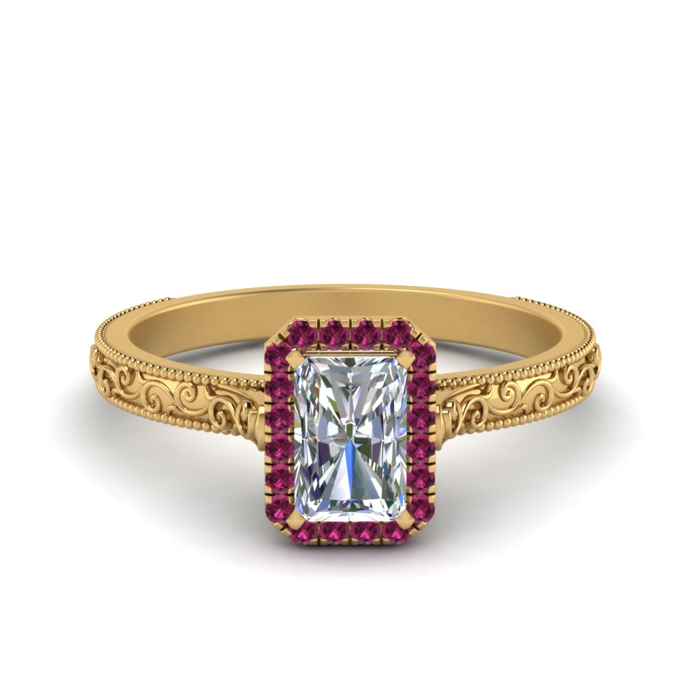 hand-engraved-radiant-cut-halo-diamond-engagement-ring-with-pink-sapphire-in-yellow-gold-FD8588RARGSADRPI-NL-YG?v=1757588441