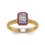 Load image into Gallery viewer, hand-engraved-radiant-cut-halo-diamond-engagement-ring-with-pink-sapphire-in-yellow-gold-FD8588RARGSADRPIANGLE5-NL-YG?v=1757588449
