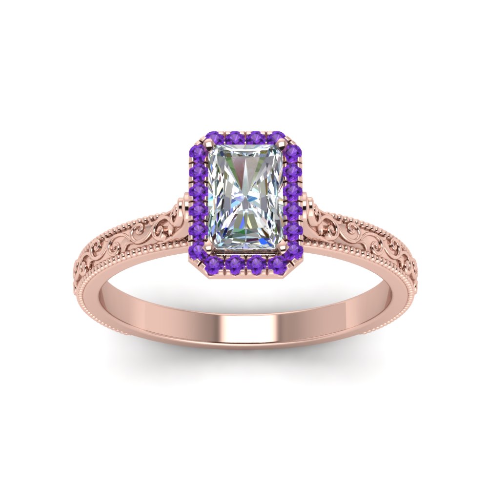 hand-engraved-radiant-cut-halo-diamond-engagement-ring-with-purple-topaz-in-rose-gold-FD8588RARGVITOANGLE5-NL-RG?v=1757588443