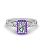 Load image into Gallery viewer, hand-engraved-radiant-cut-halo-diamond-engagement-ring-with-purple-topaz-in-white-gold-FD8588RARGVITO-NL-WG_b83064a2-fa35-4cc7-a9d6-23d71a7e7c42?v=1757588568
