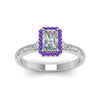 Load image into Gallery viewer, hand-engraved-radiant-cut-halo-diamond-engagement-ring-with-purple-topaz-in-white-gold-FD8588RARGVITOANGLE5-NL-WG_093ac2b7-92f8-4162-9b51-82e549655c16?v=1757588567
