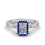 Load image into Gallery viewer, hand-engraved-radiant-cut-halo-diamond-engagement-ring-with-sapphire-in-white-gold-FD8588RARGSABL-NL-WG?v=1757588447
