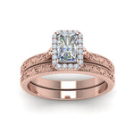 Load image into Gallery viewer, hand-engraved-radiant-cut-halo-diamond-wedding-ring-set-in-rose-gold-FD8588RAANGLE5-NL-RG_cfcc2e71-2432-4af9-9ccc-ce275a78c241?v=1757665393
