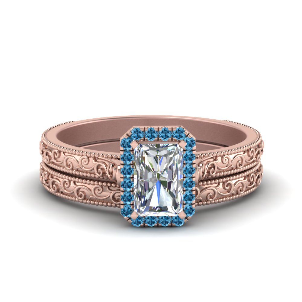 hand-engraved-radiant-cut-halo-diamond-wedding-ring-set-with-blue-topaz-in-rose-gold-FD8588RAGICBLTO-NL-RG?v=1757665273