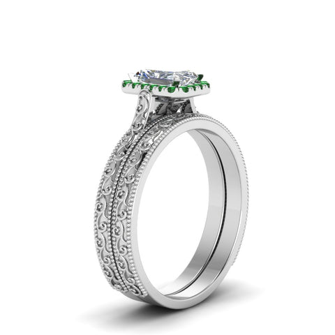 hand-engraved-radiant-cut-halo-diamond-wedding-ring-set-with-emerald-in-white-gold-FD8588RAGEMGRANGLE2-NL-WG?v=1757665274