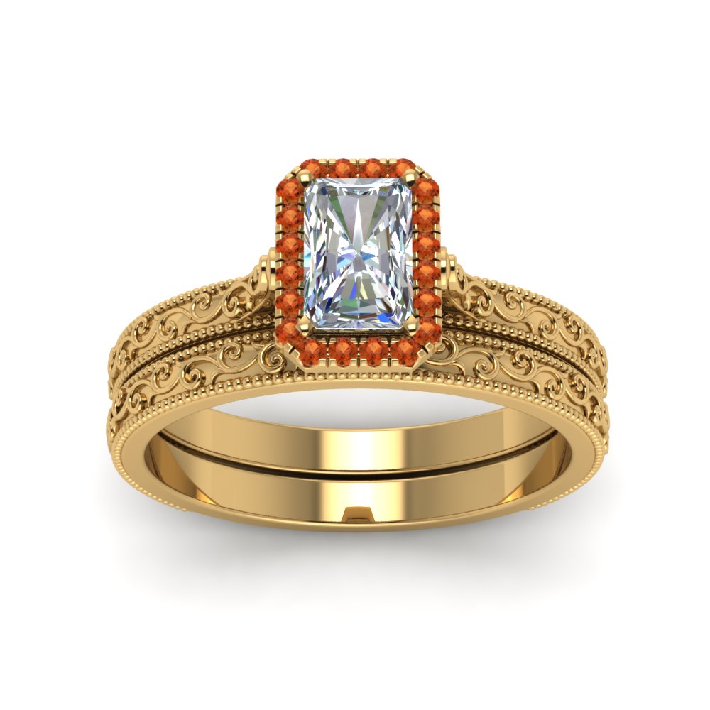 hand-engraved-radiant-cut-halo-diamond-wedding-ring-set-with-orange-sapphire-in-yellow-gold-FD8588RAGSAORANGLE5-NL-YG_f946e755-ad9f-4a1c-96ea-233176b6b91a?v=1757665393