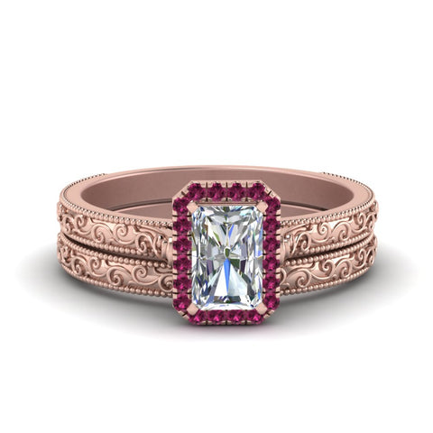 hand-engraved-radiant-cut-halo-diamond-wedding-ring-set-with-pink-sapphire-in-rose-gold-FD8588RAGSADRPI-NL-RG_f175f51c-3eb0-44b9-b643-47099c660a17?v=1757665393