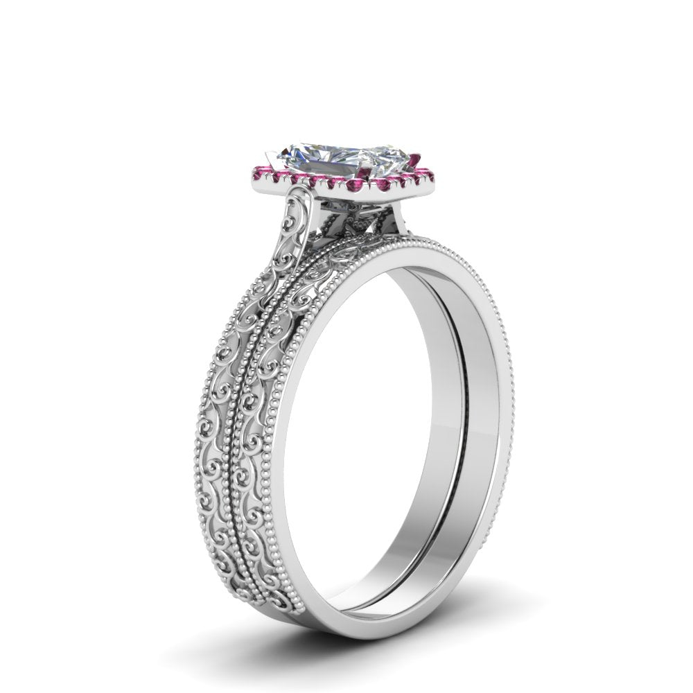 hand-engraved-radiant-cut-halo-diamond-wedding-ring-set-with-pink-sapphire-in-white-gold-FD8588RAGSADRPIANGLE2-NL-WG?v=1757665273