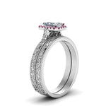 Load image into Gallery viewer, hand-engraved-radiant-cut-halo-diamond-wedding-ring-set-with-pink-sapphire-in-white-gold-FD8588RAGSADRPIANGLE2-NL-WG_86749f55-bd52-4282-8afb-4d1897de065a?v=1757665393
