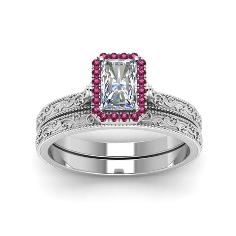 hand-engraved-radiant-cut-halo-diamond-wedding-ring-set-with-pink-sapphire-in-white-gold-FD8588RAGSADRPIANGLE5-NL-WG_47857bd5-97c0-4c23-99bd-ec2f7a8e6542?v=1757665393
