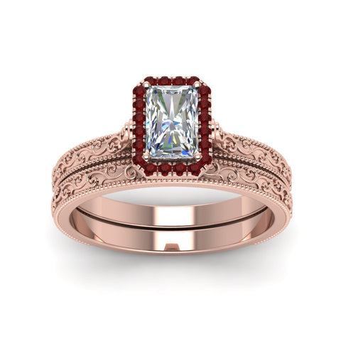 hand-engraved-radiant-cut-halo-diamond-wedding-ring-set-with-ruby-in-rose-gold-FD8588RAGRUDRANGLE5-NL-RG?v=1757665273