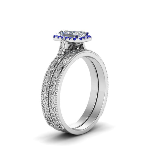 hand-engraved-radiant-cut-halo-diamond-wedding-ring-set-with-sapphire-in-white-gold-FD8588RAGSABLANGLE2-NL-WG?v=1757665273