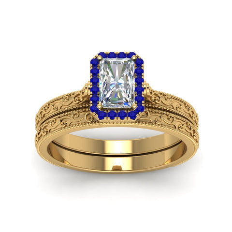 hand-engraved-radiant-cut-halo-diamond-wedding-ring-set-with-sapphire-in-yellow-gold-FD8588RAGSABLANGLE5-NL-YG_841371ad-d09d-4dff-999a-fdcd04423fcc?v=1757665393