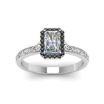 Load image into Gallery viewer, hand-engraved-radiant-cut-halo-engagement-ring-with-black-diamond-in-white-gold-FD8588RARGBLACKANGLE5-NL-WG?v=1757588450
