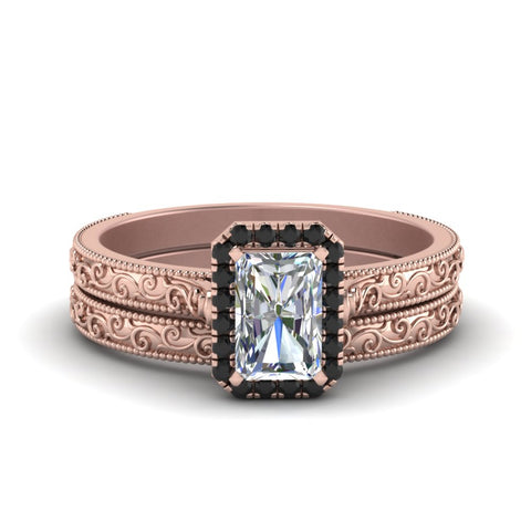 hand-engraved-radiant-cut-halo-wedding-ring-set-with-black-diamond-in-rose-gold-FD8588RAGBLACK-NL-RG?v=1757665273