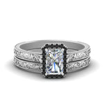 Load image into Gallery viewer, hand-engraved-radiant-cut-halo-wedding-ring-set-with-black-diamond-in-white-gold-FD8588RAGBLACK-NL-WG_828ed9d0-6d29-420b-87f5-ffae9822c56f?v=1757665393
