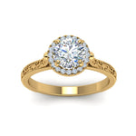 Load image into Gallery viewer, hand-engraved-round-cut-halo-diamond-engagement-ring-in-yellow-gold-FD8588RORANGLE5-NL-YG?v=1757588456
