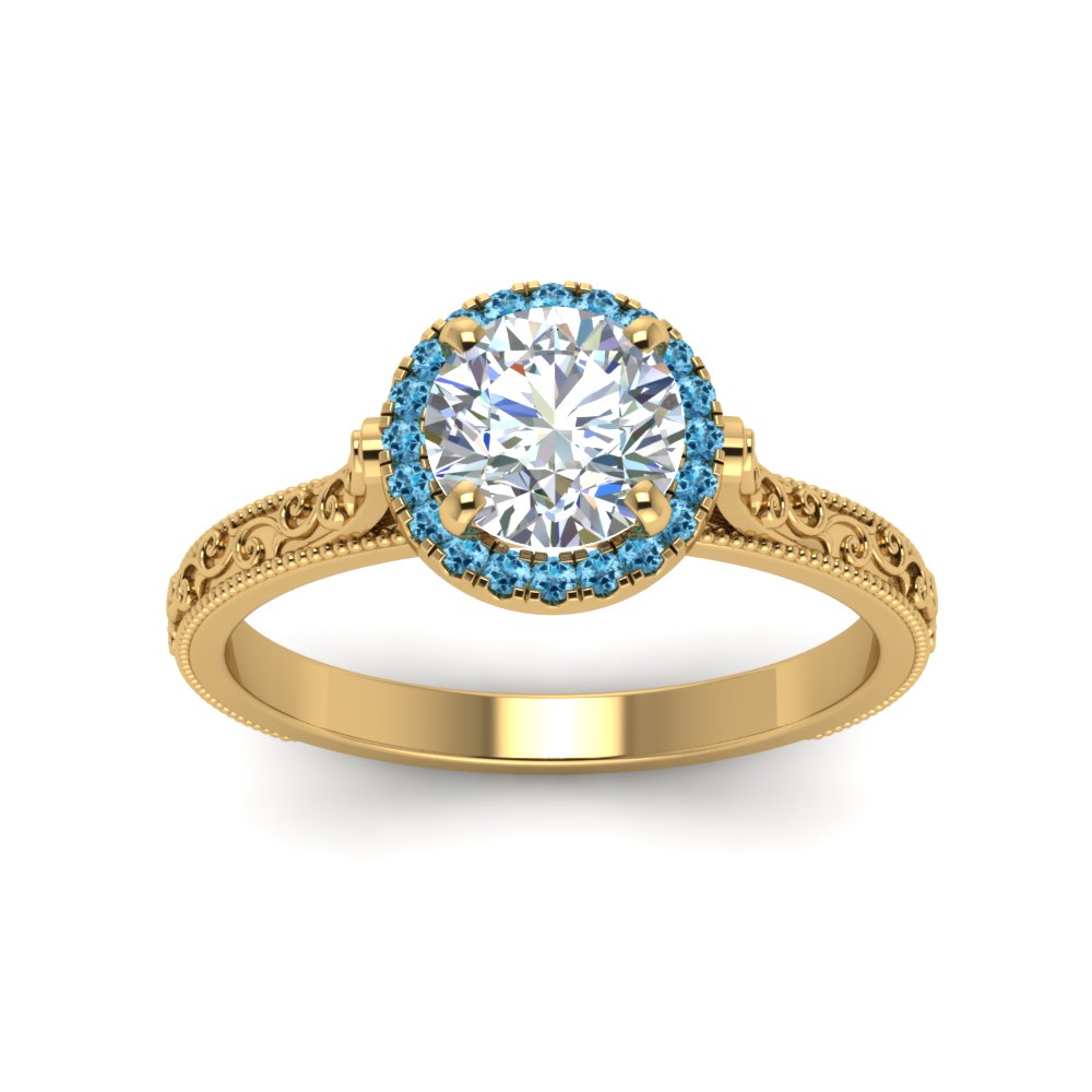 hand-engraved-round-cut-halo-diamond-engagement-ring-with-blue-topaz-in-yellow-gold-FD8588RORGICBLTOANGLE5-NL-YG?v=1757588582