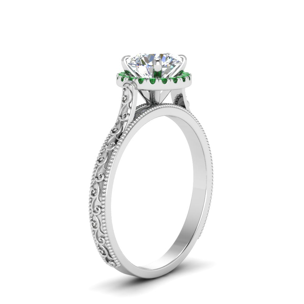 hand-engraved-round-cut-halo-diamond-engagement-ring-with-emerald-in-white-gold-FD8588RORGEMGRANGLE2-NL-WG?v=1757588453