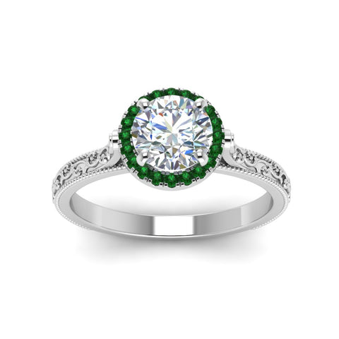 hand-engraved-round-cut-halo-diamond-engagement-ring-with-emerald-in-white-gold-FD8588RORGEMGRANGLE5-NL-WG?v=1757588456