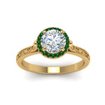 Load image into Gallery viewer, hand-engraved-round-cut-halo-diamond-engagement-ring-with-emerald-in-yellow-gold-FD8588RORGEMGRANGLE5-NL-YG_b7d6e586-822f-4de6-9703-ca5e72673dd1?v=1757588579
