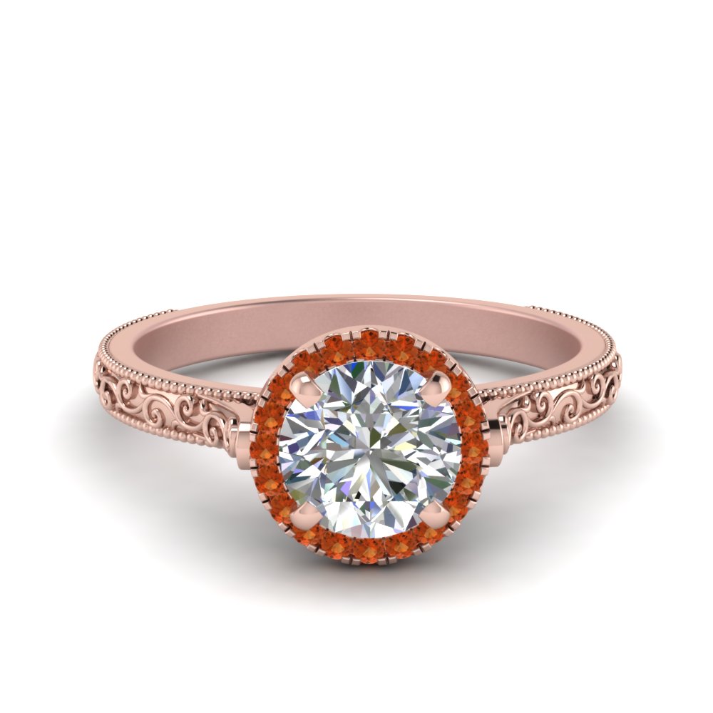 hand-engraved-round-cut-halo-diamond-engagement-ring-with-orange-sapphire-in-rose-gold-FD8588RORGSAOR-NL-RG_f00dcc1c-6039-41fe-9e35-1b077ae3ef29?v=1757588580