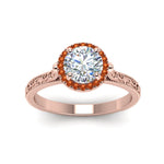Load image into Gallery viewer, hand-engraved-round-cut-halo-diamond-engagement-ring-with-orange-sapphire-in-rose-gold-FD8588RORGSAORANGLE5-NL-RG?v=1757588456
