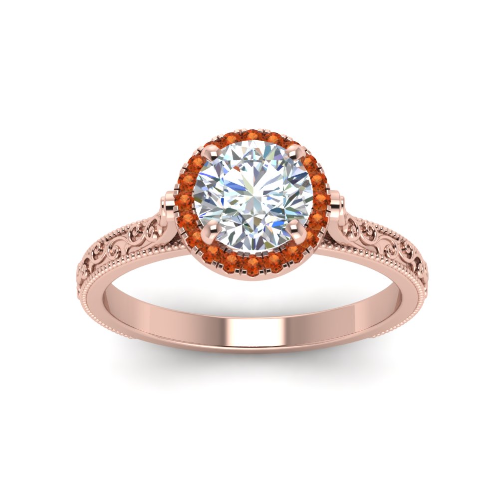 hand-engraved-round-cut-halo-diamond-engagement-ring-with-orange-sapphire-in-rose-gold-FD8588RORGSAORANGLE5-NL-RG_5e3a1e9e-d525-48fc-acf9-8121b18586b2?v=1757588585