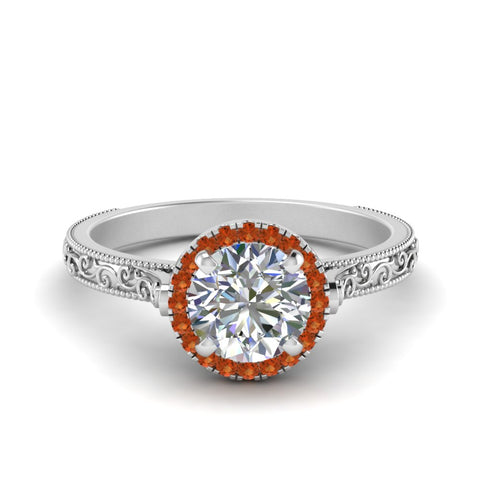 hand-engraved-round-cut-halo-diamond-engagement-ring-with-orange-sapphire-in-white-gold-FD8588RORGSAOR-NL-WG?v=1757588455
