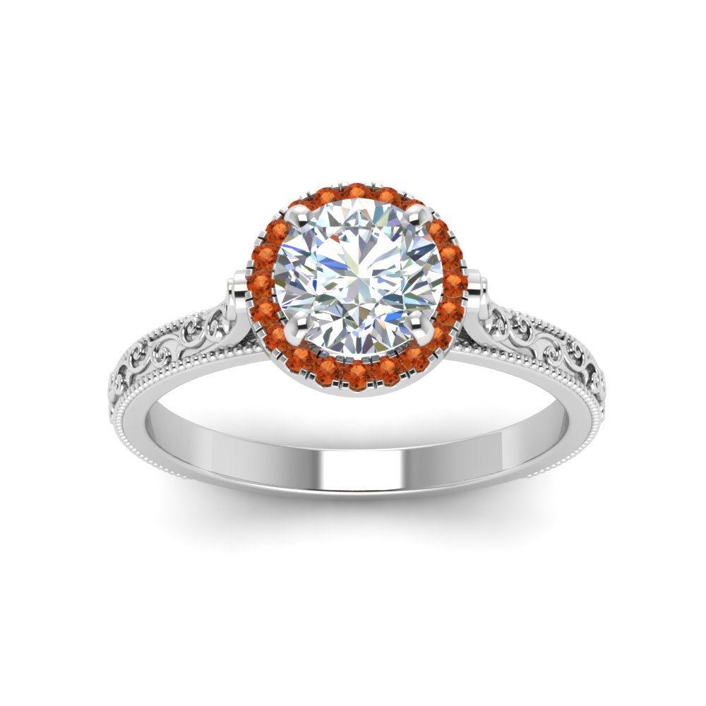hand-engraved-round-cut-halo-diamond-engagement-ring-with-orange-sapphire-in-white-gold-FD8588RORGSAORANGLE5-NL-WG?v=1757588456