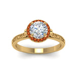 Load image into Gallery viewer, hand-engraved-round-cut-halo-diamond-engagement-ring-with-orange-sapphire-in-yellow-gold-FD8588RORGSAORANGLE5-NL-YG_93e1ce9c-1b07-4140-8747-fbbf5a56c19f?v=1757588578
