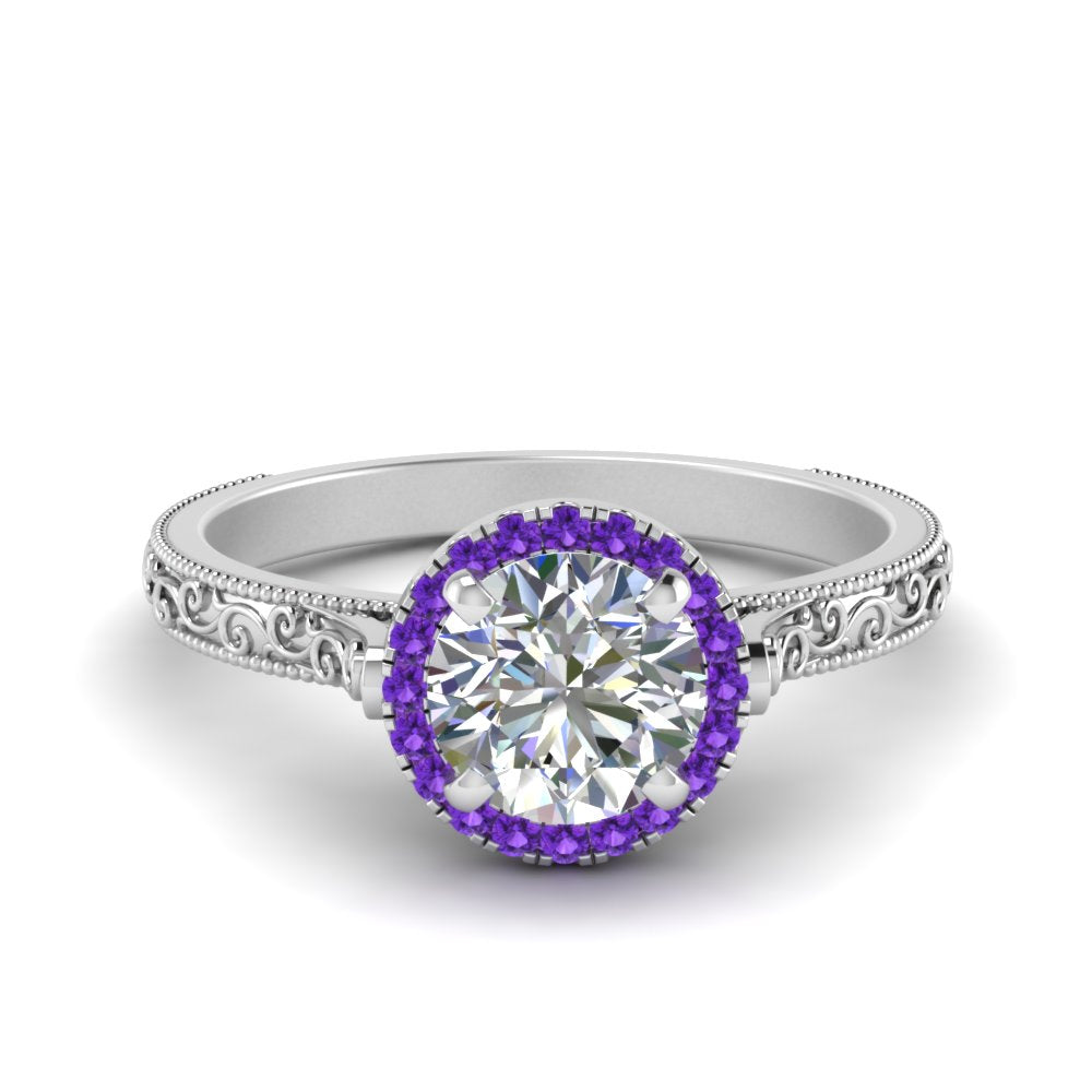 hand-engraved-round-cut-halo-diamond-engagement-ring-with-purple-topaz-in-white-gold-FD8588RORGVITO-NL-WG?v=1757588457