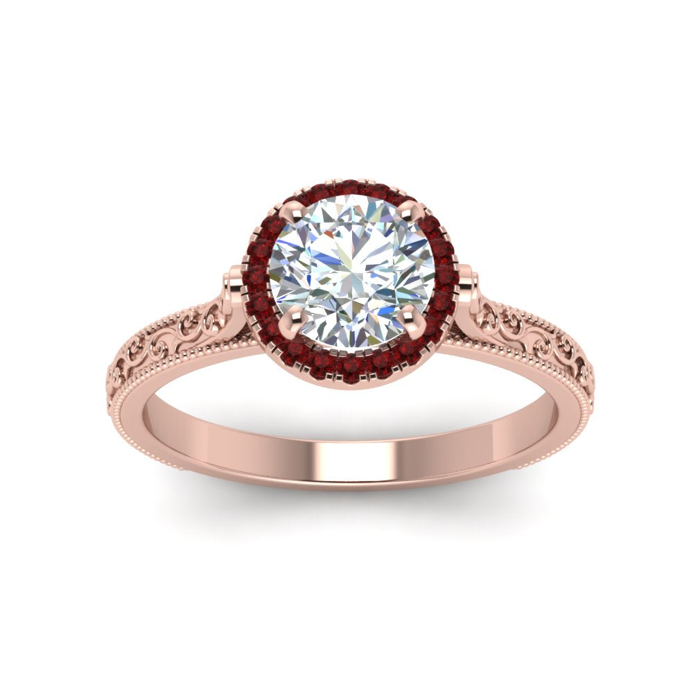 hand-engraved-round-cut-halo-diamond-engagement-ring-with-ruby-in-rose-gold-FD8588RORGRUDRANGLE5-NL-RG?v=1757588455