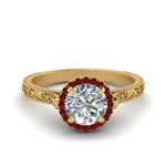 Load image into Gallery viewer, hand-engraved-round-cut-halo-diamond-engagement-ring-with-ruby-in-yellow-gold-FD8588RORGRUDR-NL-YG_f22342a1-157c-41ba-b54f-ffb772448b9f?v=1757588585

