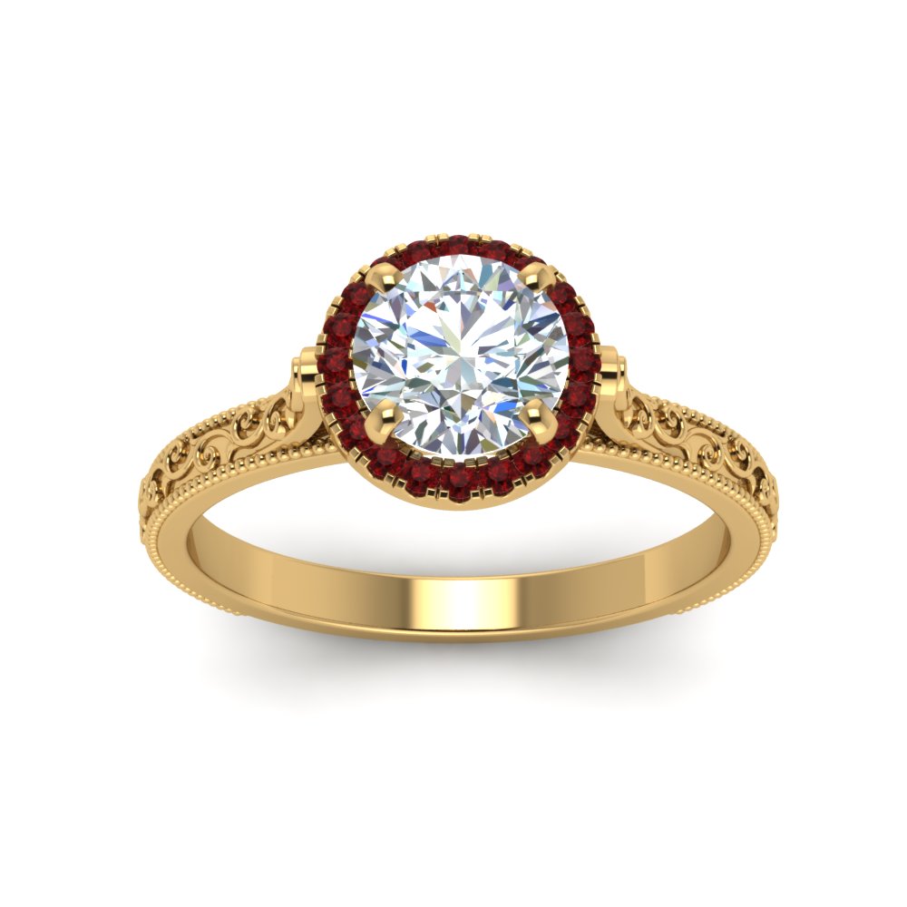 hand-engraved-round-cut-halo-diamond-engagement-ring-with-ruby-in-yellow-gold-FD8588RORGRUDRANGLE5-NL-YG?v=1757588456