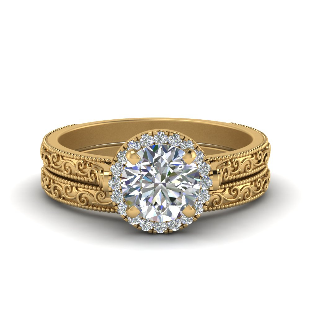 hand-engraved-round-cut-halo-diamond-wedding-ring-set-in-yellow-gold-FD8588RO-NL-YG?v=1757665292