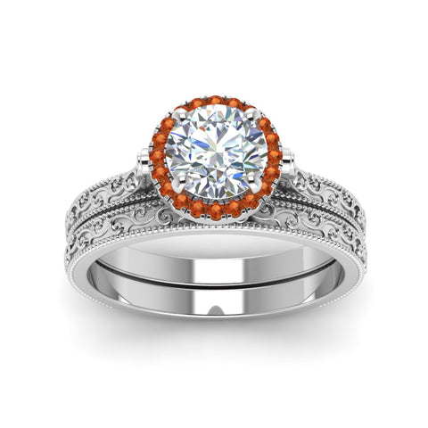 hand-engraved-round-cut-halo-diamond-wedding-ring-set-with-orange-sapphire-in-white-gold-FD8588ROGSAORANGLE5-NL-WG?v=1757665293