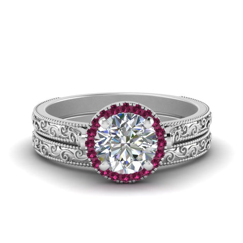 hand-engraved-round-cut-halo-diamond-wedding-ring-set-with-pink-sapphire-in-white-gold-FD8588ROGSADRPI-NL-WG_89b04cd2-d68e-4902-8bab-3a60a246a3d0?v=1757665403