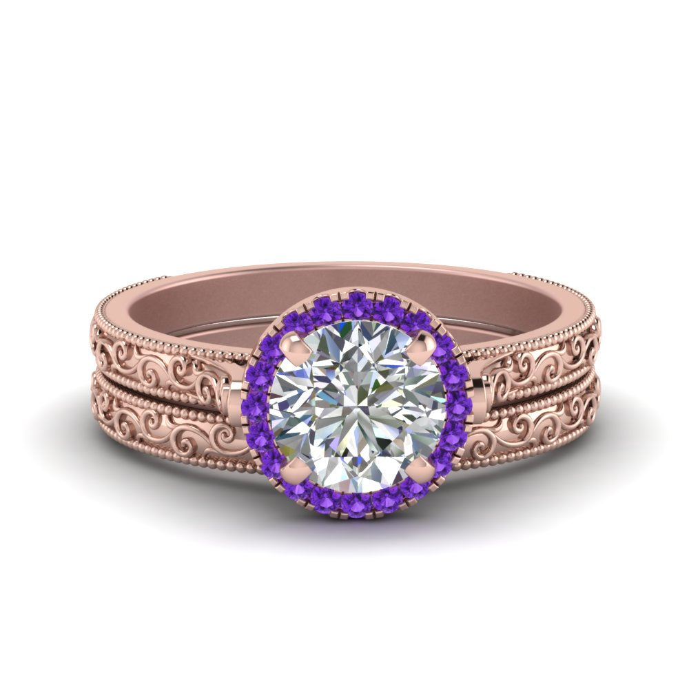 hand-engraved-round-cut-halo-diamond-wedding-ring-set-with-purple-topaz-in-rose-gold-FD8588ROGVITO-NL-RG?v=1757665292