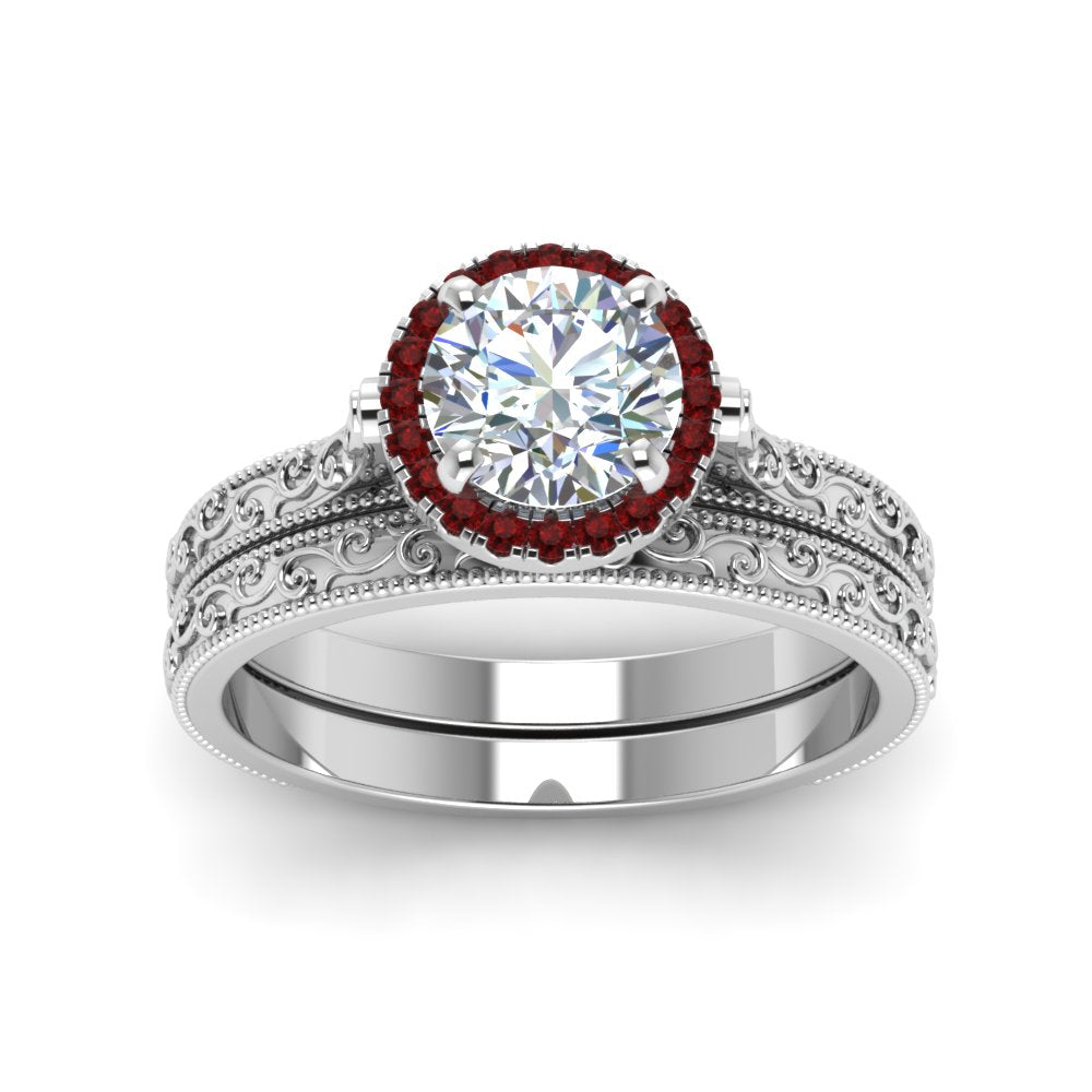 hand-engraved-round-cut-halo-diamond-wedding-ring-set-with-ruby-in-white-gold-FD8588ROGRUDRANGLE5-NL-WG?v=1757665292
