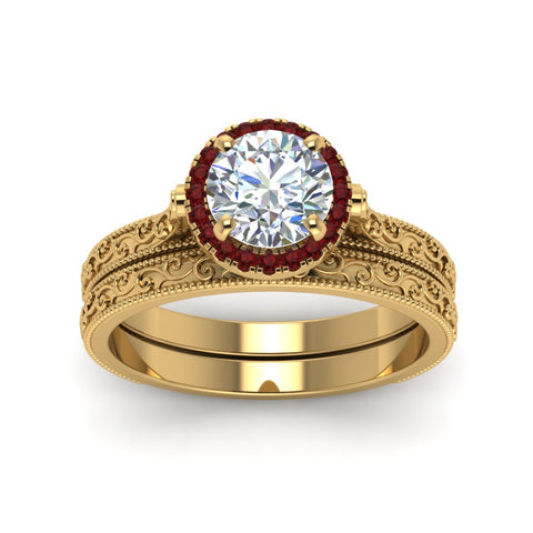 hand-engraved-round-cut-halo-diamond-wedding-ring-set-with-ruby-in-yellow-gold-FD8588ROGRUDRANGLE5-NL-YG?v=1757665292
